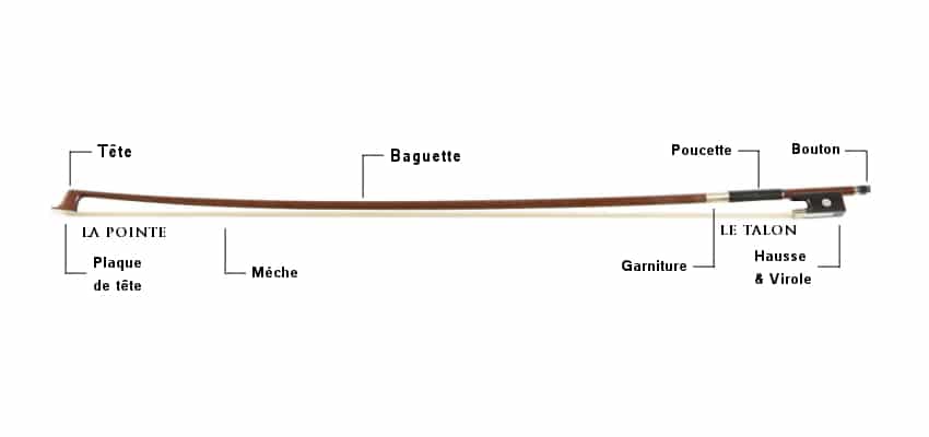 La lutherie et l'archèterie végane - les parties de l'archet